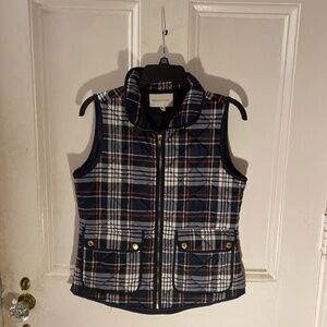 Adrienne Vittadini- Plaid Luxury Classic Quilted Vest- Gold Buttons - Small